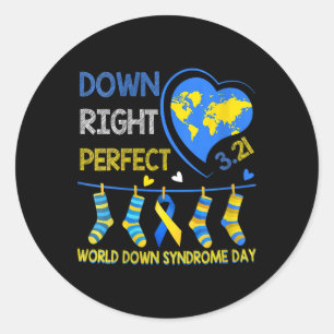 Down Right Perfect - World Down Syndrome Awareness Runder Aufkleber