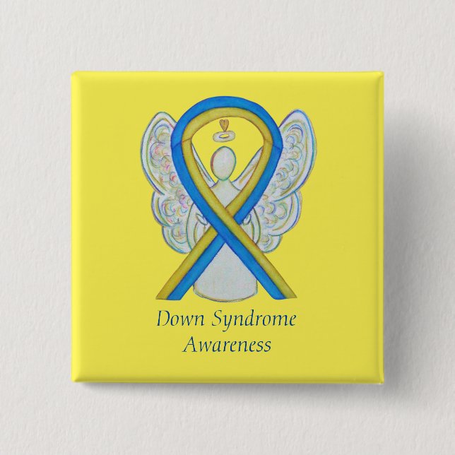 Down Syndrom Angel Awareness Ribbon Button Button (Vorderseite)