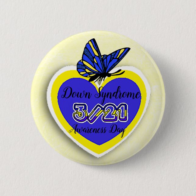 DOWN SYNDROM AWARENESS DAY März 21 Butterfly Button (Vorderseite)