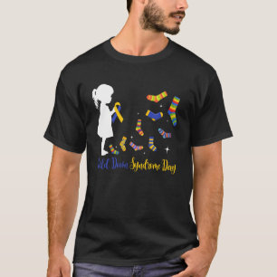Down-Syndrom-Bewusstsein Gelbe und blaue Band Sock T-Shirt