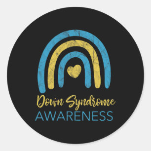 Down Syndrom Bewusstsein Monat Retro Regenbogen T2 Runder Aufkleber