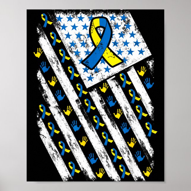 Down-Syndrom-Bewusstsein USA Amerikanische Flagge  Poster (Vorne)