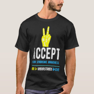 Down-Syndrom-Bewusstseins-Pflege akzeptiert verste T-Shirt