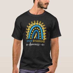 Down-Syndrom-Bewusstseins-Regenbogen T21 Gelb Blau T-Shirt
