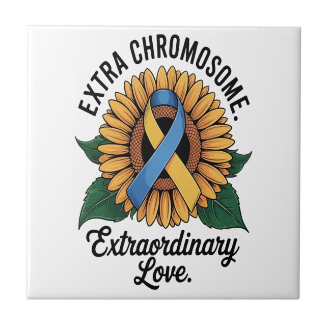Down-Syndrom-Bewusstseins-Sonnenblume Fliese (Vorderseite)