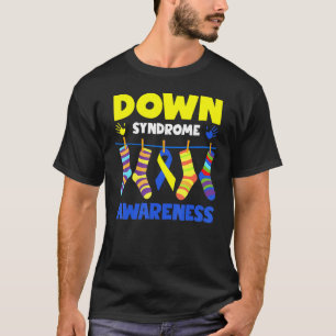 Down Syndrom Blau und Gelb Hände T-Shirt
