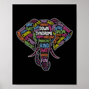 Down Syndrom Elefant Awareness Special Bildung Poster