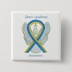 Down Syndrom Engel Awareness Ribbon Custom Buttons