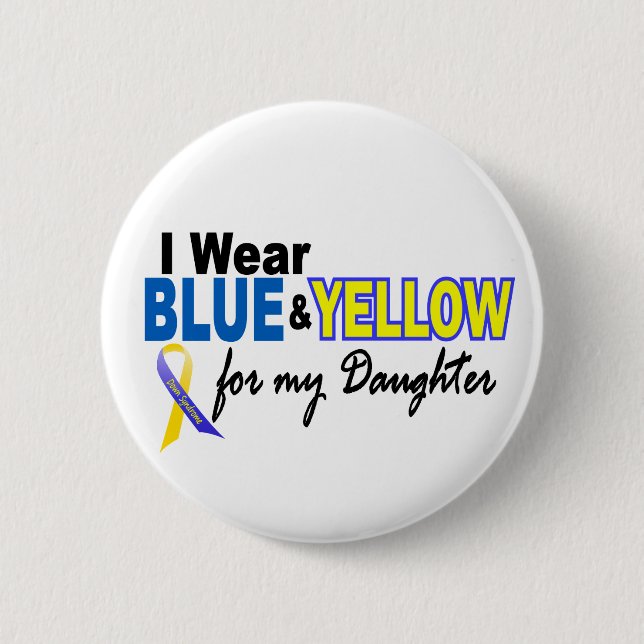 Down-Syndrom I Abnutzung blau u. gelb für meine Button (Vorderseite)