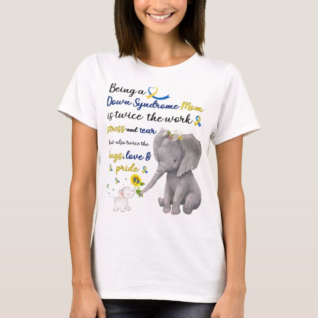 Down-Syndrom Mama Elefant Liebe Stolz  T-Shirt (Vorderseite)