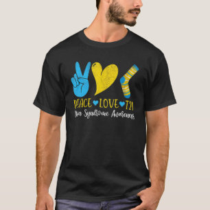 Down Syndrom Peace Liebe T21 Funny Blue Yellow So T-Shirt