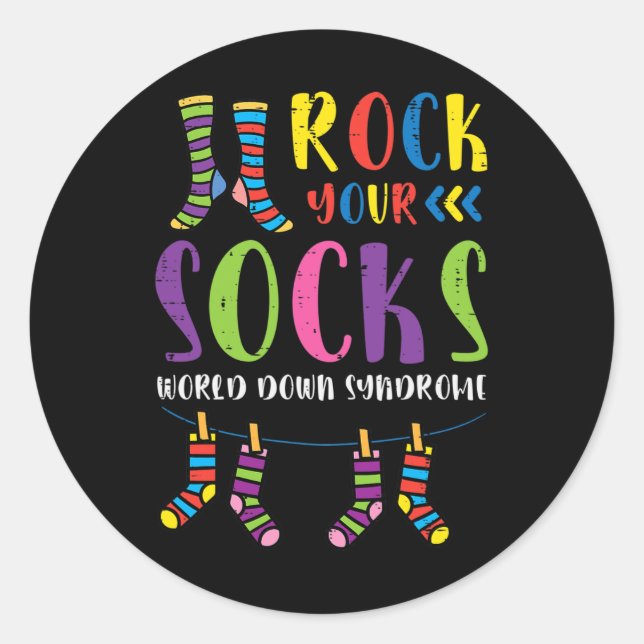 Down Syndrom Rock Your Socks Awareness Männer Frau Runder Aufkleber (Vorderseite)