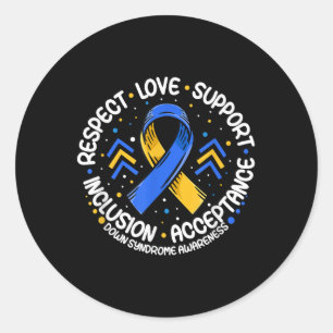 Down Syndrom Shirt Respect Support Down Syndrome Runder Aufkleber