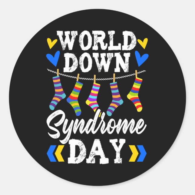Down Syndrom Socken Down Syndrome Awareness 2 Runder Aufkleber (Vorderseite)