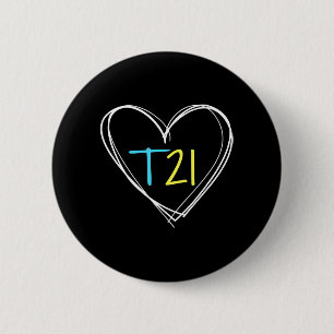 Down Syndrom T21 Bewusstsein für Frauen mit Herz Button