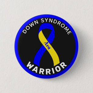 Down-Syndrom Warrior Ribbon-Schwarz-Taste Button