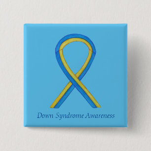 Down Syndrome Art Awareness Ribbon Button Button