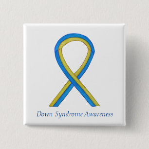 Down Syndrome Art Awareness Ribbon Button Buttons