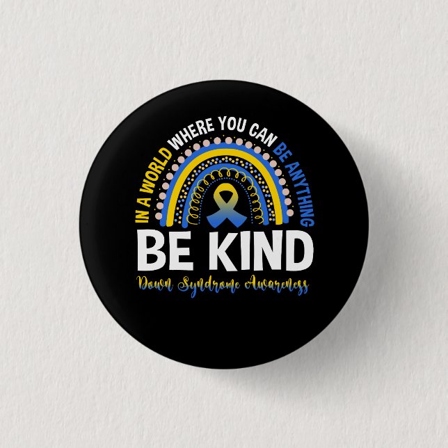 Down Syndrome Awareness Be Kind World Rainbow Boho Button (Vorderseite)