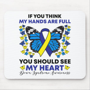 Down Syndrome Awareness Blue and Yellow Ribbon T21 Mousepad