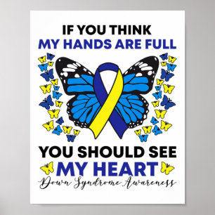 Down Syndrome Awareness Blue and Yellow Ribbon T21 Poster