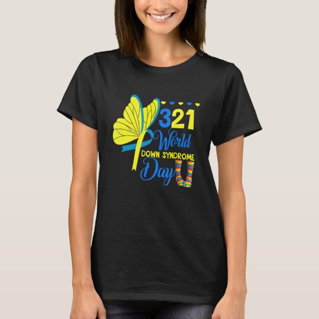 Down Syndrome Awareness Butterfly 21 März Support T-Shirt (Vorderseite)