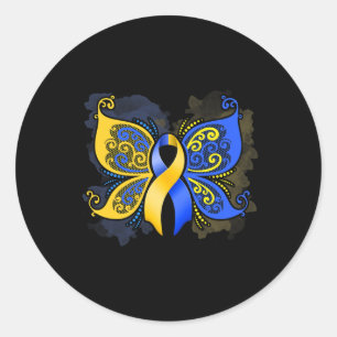 Down Syndrome Awareness Butterfly Gift Runder Aufkleber