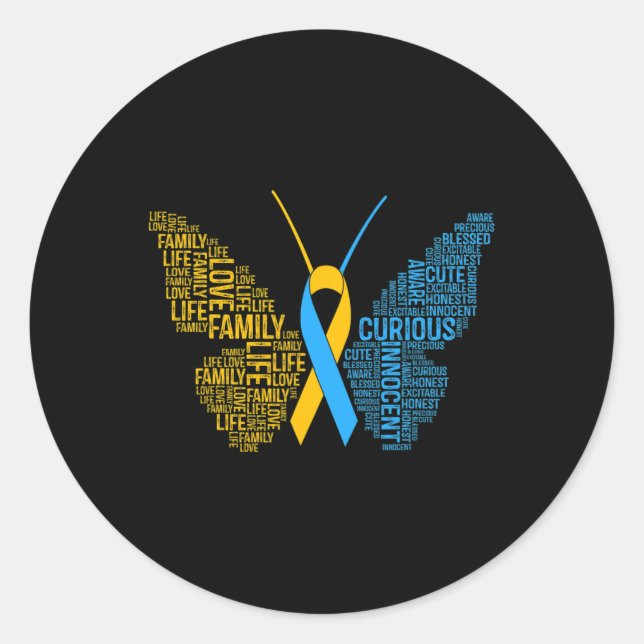 Down Syndrome Awareness Butterfly Support Geschenk Runder Aufkleber (Vorderseite)