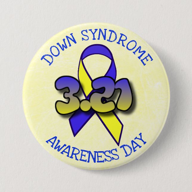 Down Syndrome Awareness Day 3.21 Ribbon Button (Vorderseite)