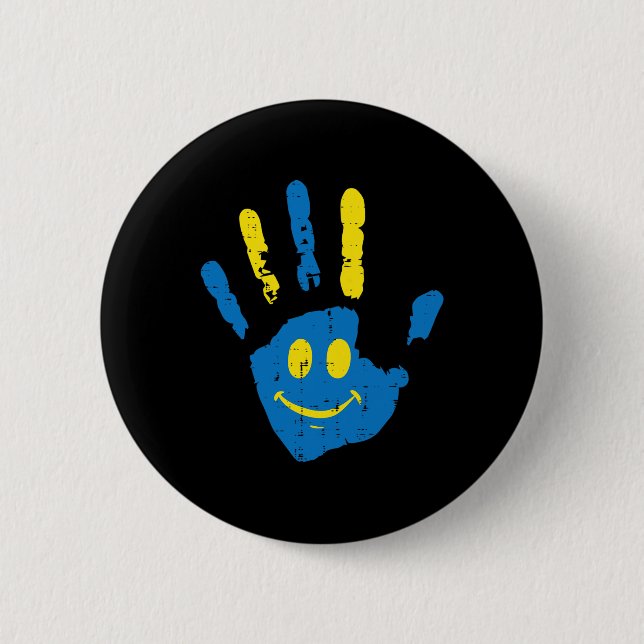 Down Syndrome Awareness Hand Smile Trisomy 21 Männ Button (Vorderseite)
