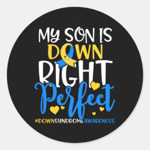 Down Syndrome Awareness Mein Sohn ist unten Perfe Runder Aufkleber