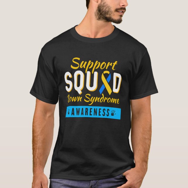 Down Syndrome Awareness Month Ribbon Support Squad T-Shirt (Vorderseite)