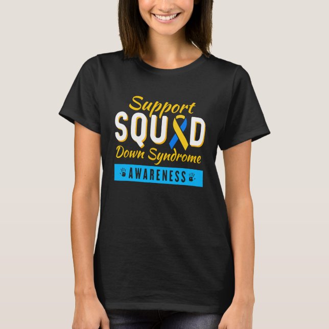Down Syndrome Awareness Month Ribbon Support Squad T-Shirt (Vorderseite)