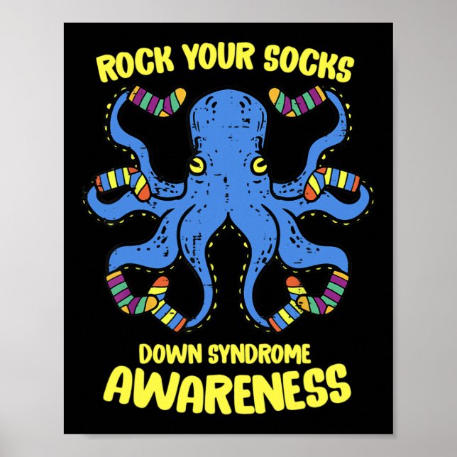Down Syndrome Awareness Octopus Rock Your Sock Men Poster (Vorne)