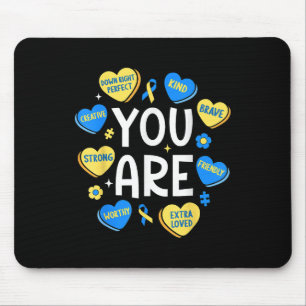 Down Syndrome Awareness Positive Candy Heart Niedl Mousepad