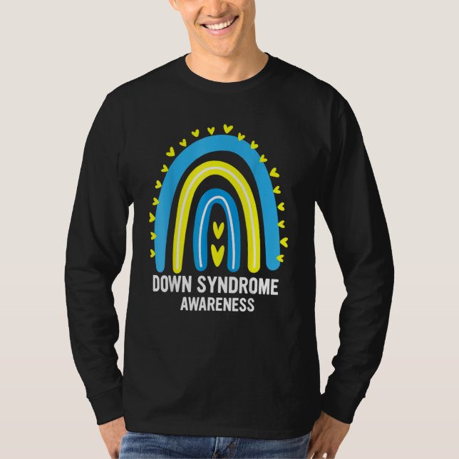 Down Syndrome Awareness Rainbow T21 Yellow Blue Ri T-Shirt (Vorderseite)