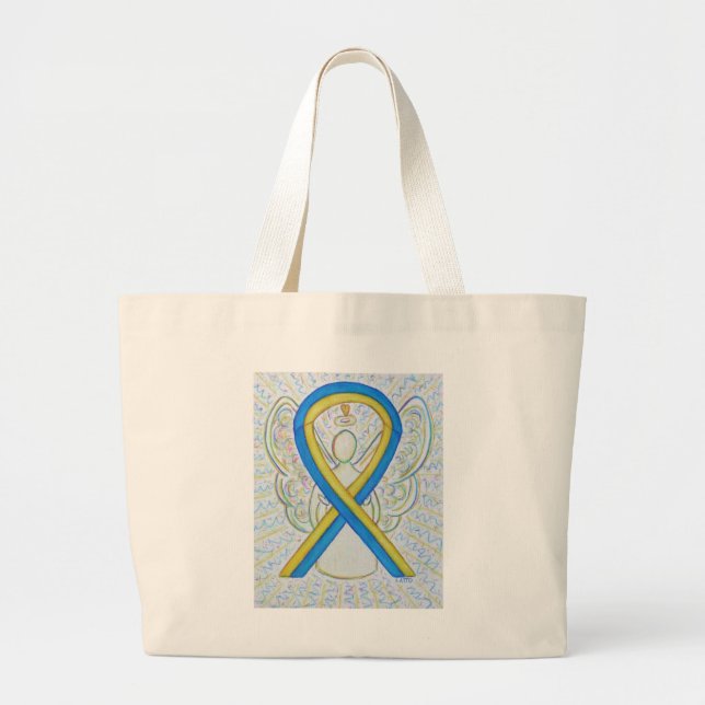Down Syndrome Awareness Ribbon Art Tote Bag Jumbo Stoffbeutel (Vorne)