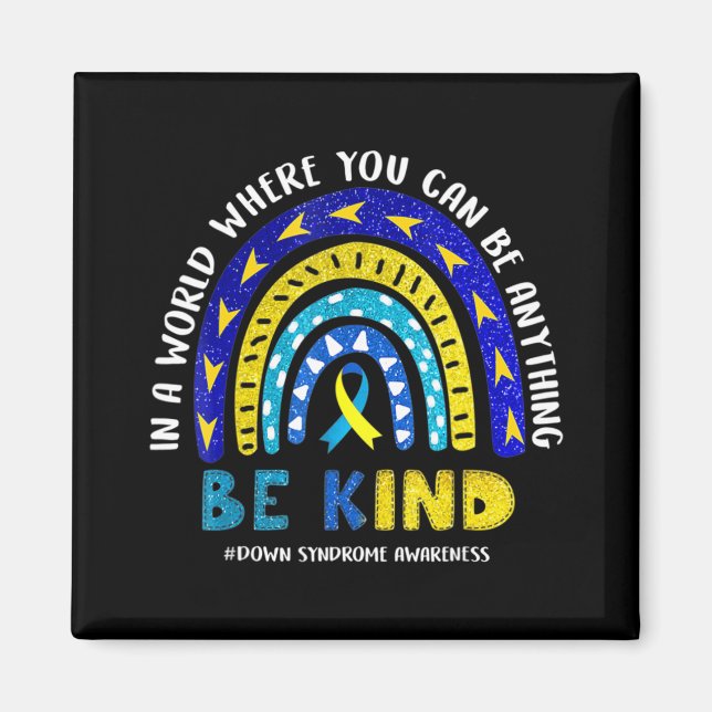 Down Syndrome Awareness Ribbon Boho Rainbow Yellow Magnet (Vorne)
