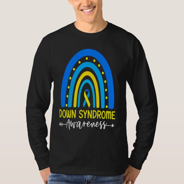 Down Syndrome Awareness Ribbon Boho Rainbow Yellow T-Shirt (Vorderseite)