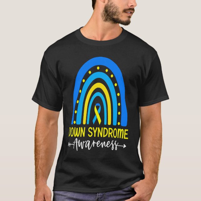 Down Syndrome Awareness Ribbon Boho Rainbow Yellow T-Shirt (Vorderseite)