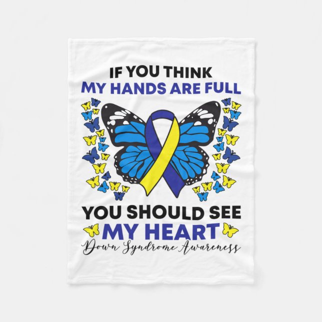 Down Syndrome Awareness Ribbon Butterfly Mama Sped Fleecedecke (Vorderseite)