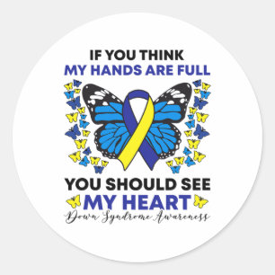 Down Syndrome Awareness Ribbon Butterfly Mama Sped Runder Aufkleber