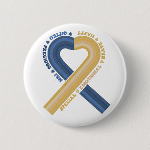 Down Syndrome Awareness Ribbon Sei eine freundlich Button