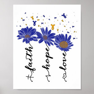 Down Syndrome Awareness Ribbon Sonnenblumen Faith Poster
