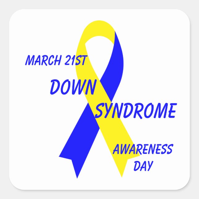 Down Syndrome Awareness Ribbon von Janz Yellow&Blu Quadratischer Aufkleber (Vorderseite)