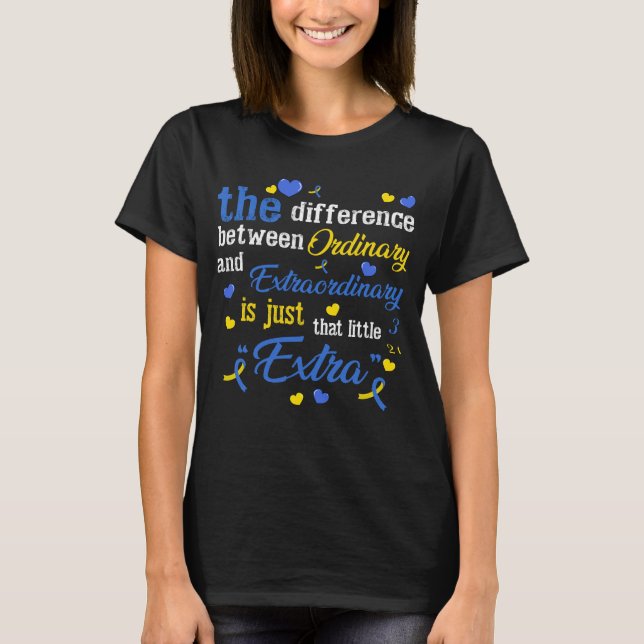 Down Syndrome Awareness Shirt, Gelbes blaues Band T-Shirt (Vorderseite)