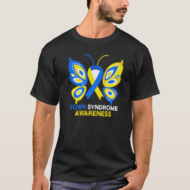 Down Syndrome Awareness Support Butterfly T-Shirt (Vorderseite)