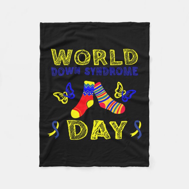 Down Syndrome Awareness T21 Rock Your Socks Fleecedecke (Vorderseite)
