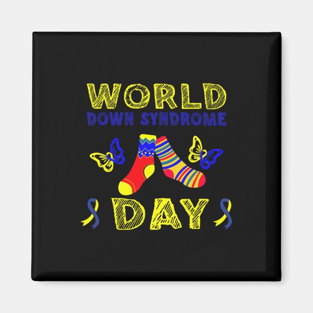 Down Syndrome Awareness T21 Rock Your Socks Magnet (Vorne)