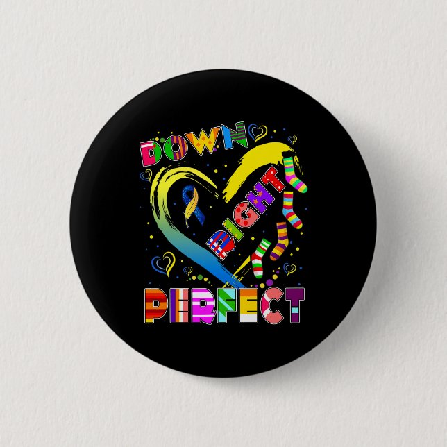 Down Syndrome Blue Ribbon Rock Your Sock T21 Aware Button (Vorderseite)
